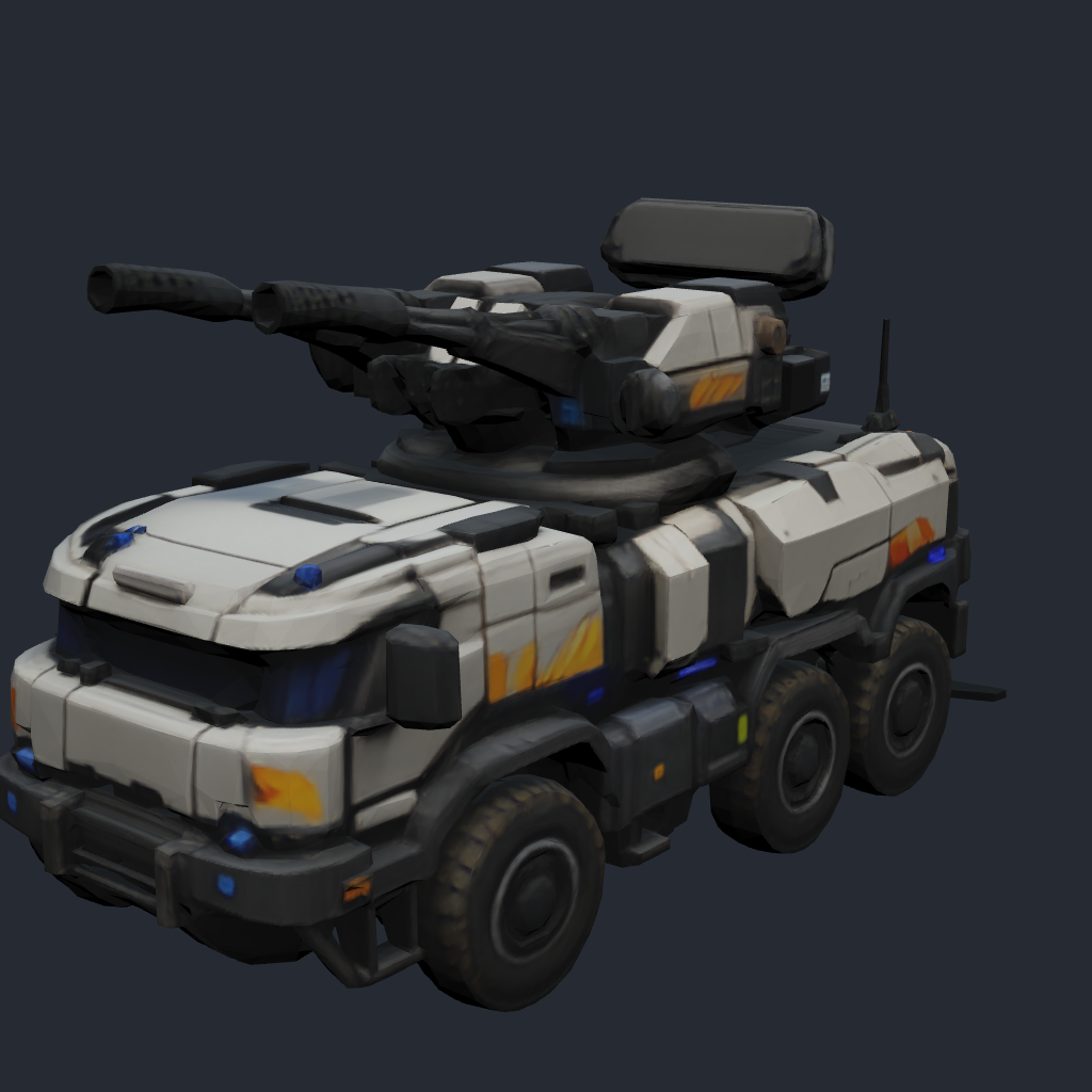 Rendered concept model of a Terran anti-air truck