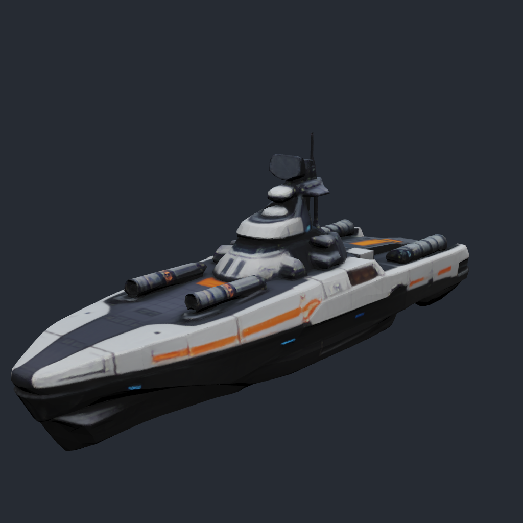 Rendered concept model of a Terran anti-submarine naval vessel