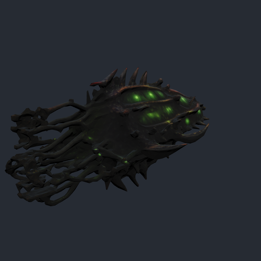 Rendered concept model of Mycelith Brood's Colony Spore Vessel, their colony-seeding ship