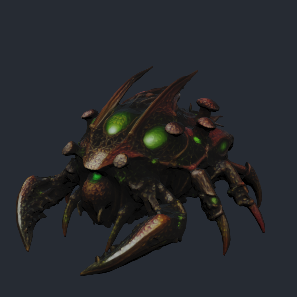 Rendered concept model of a Mycelith Brood Harvester Drone biomass-gathering unit
