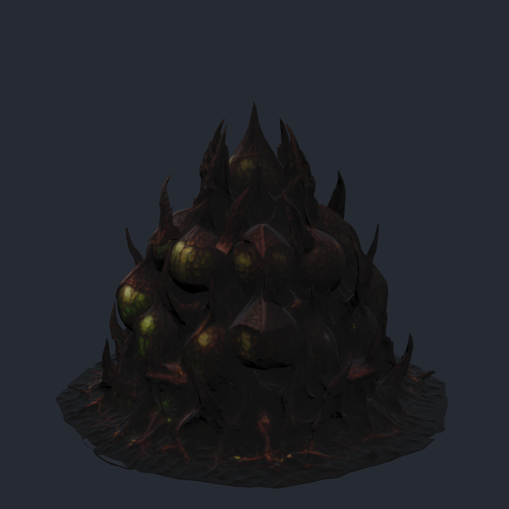 Rendered concept model of Mycelith Brood's Brood Hive core growth node