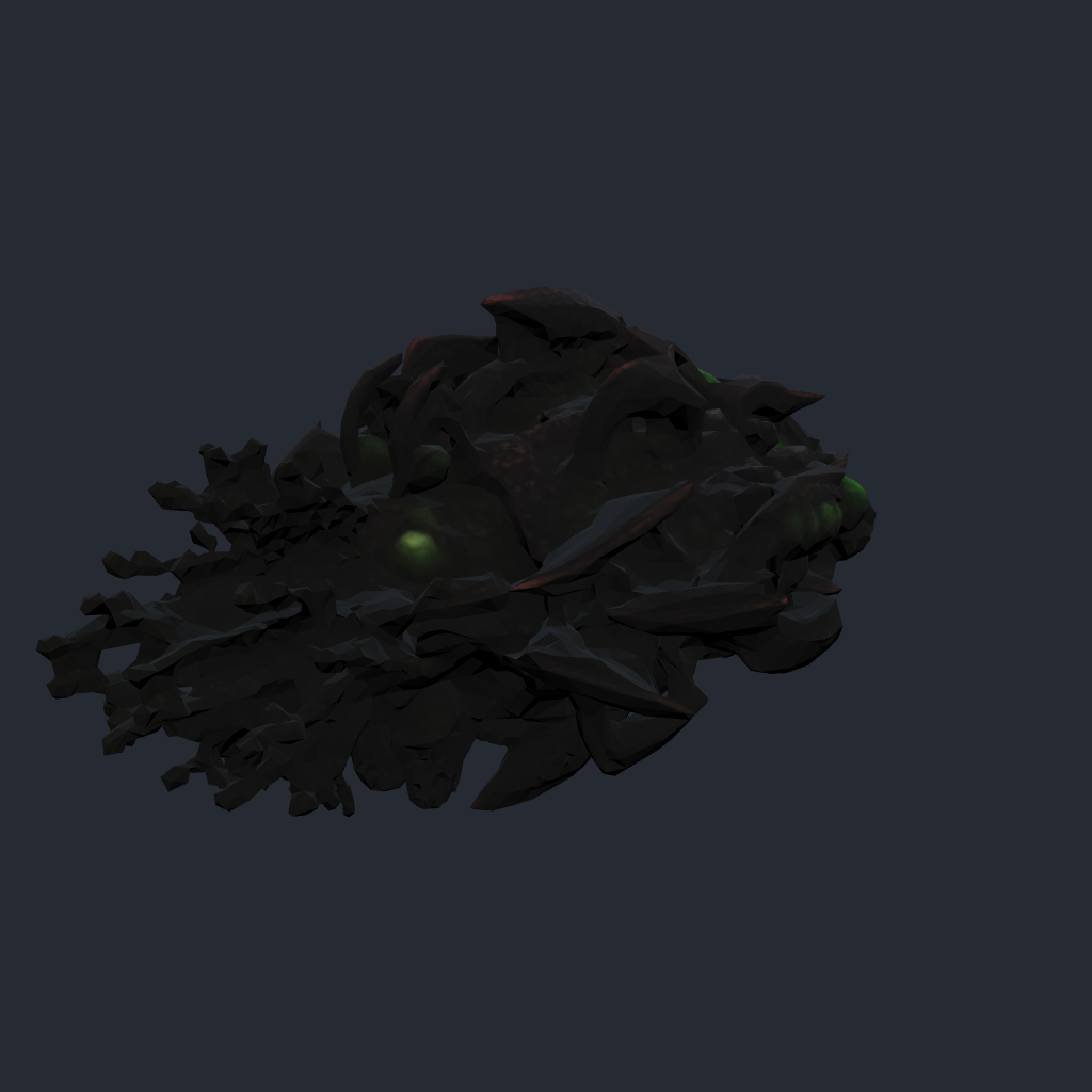 Rendered concept model of Mycelith Brood's Hive Frigate, a mid-weight vessel with living armor and spore launchers