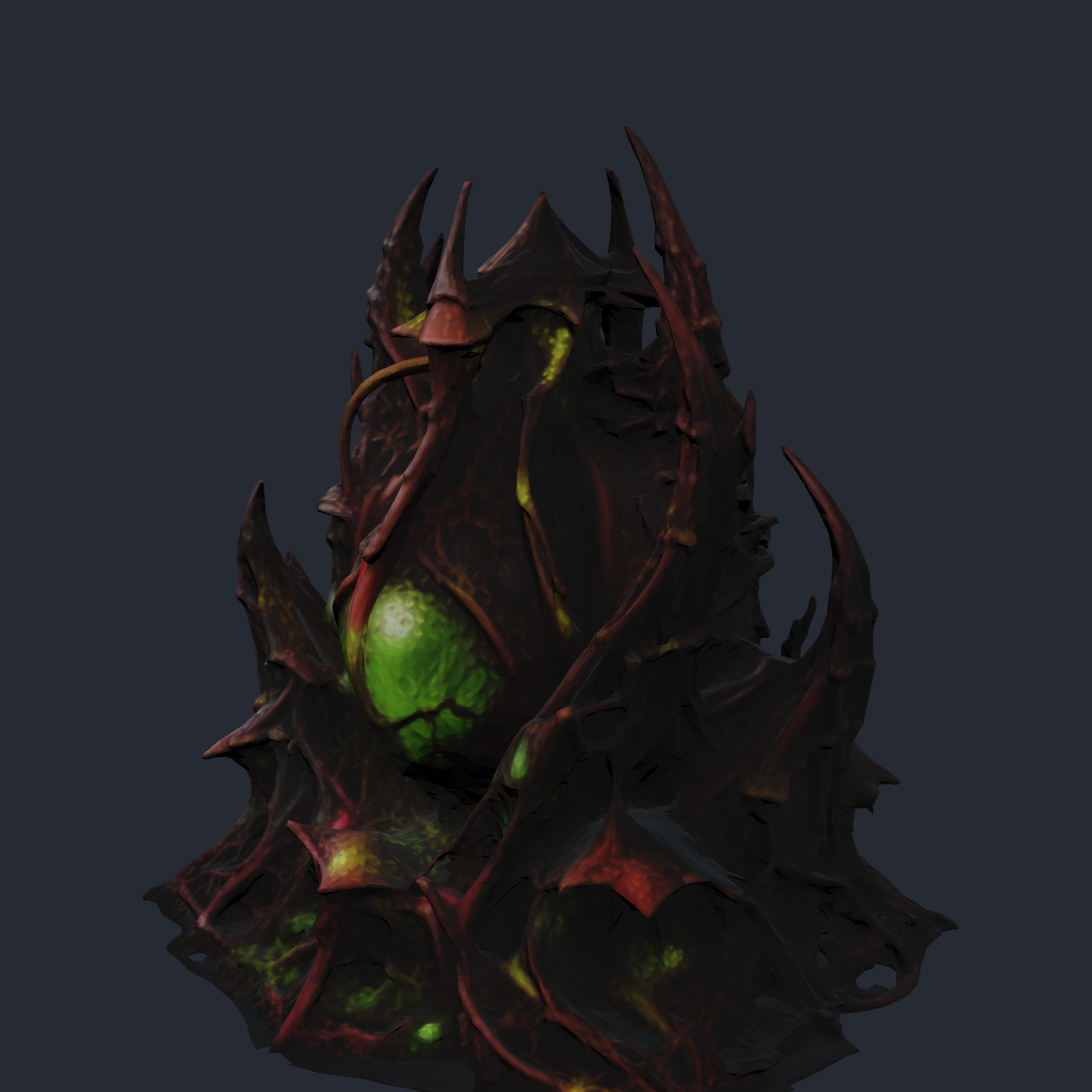 Rendered concept model of Mycelith Brood's Hive Heart Core, the faction's central organ structure