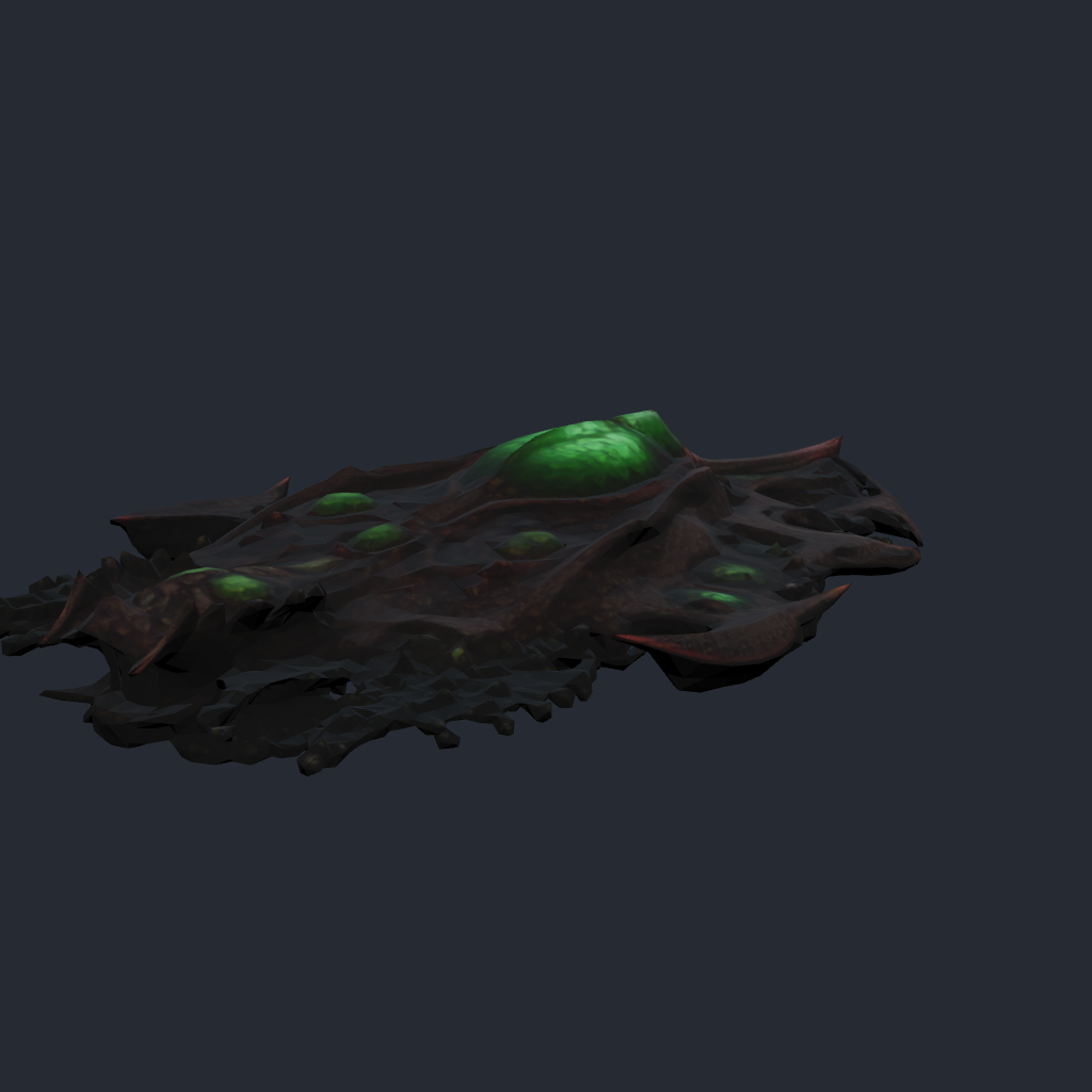 Rendered concept model of Mycelith Brood's Nexus Cruiser, a command vessel that anchors swarm formations