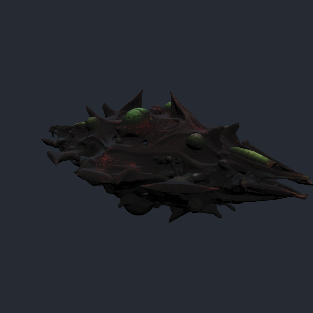 Rendered concept model of Mycelith Brood's Ravager Destroyer with toxic payloads and rending spines