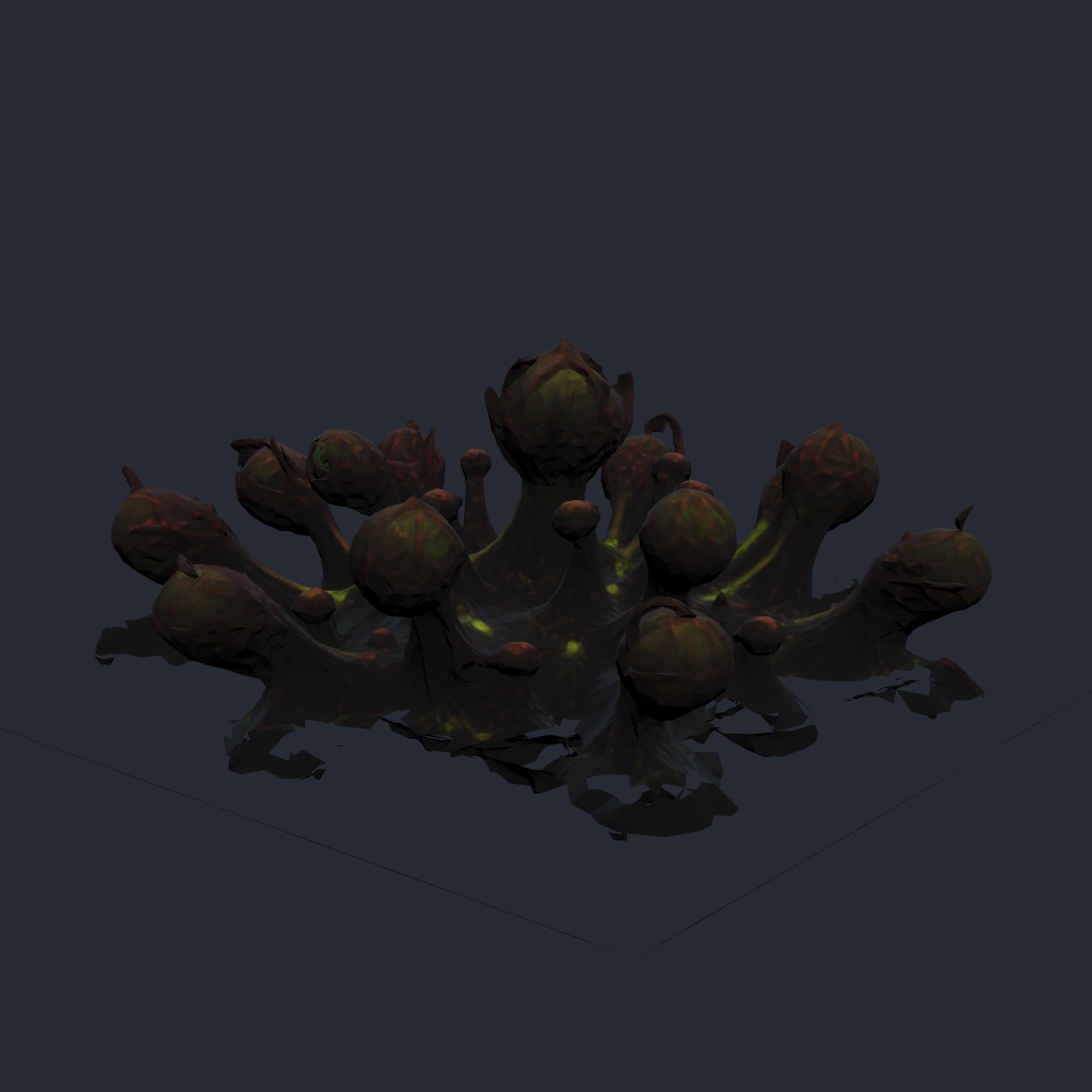 Rendered concept model of Mycelith Brood's Sense Cluster, a group of sensory eye-stalk pods