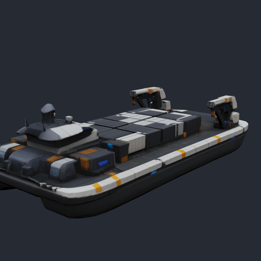 Rendered concept model of a Terran aquatic cargo barge
