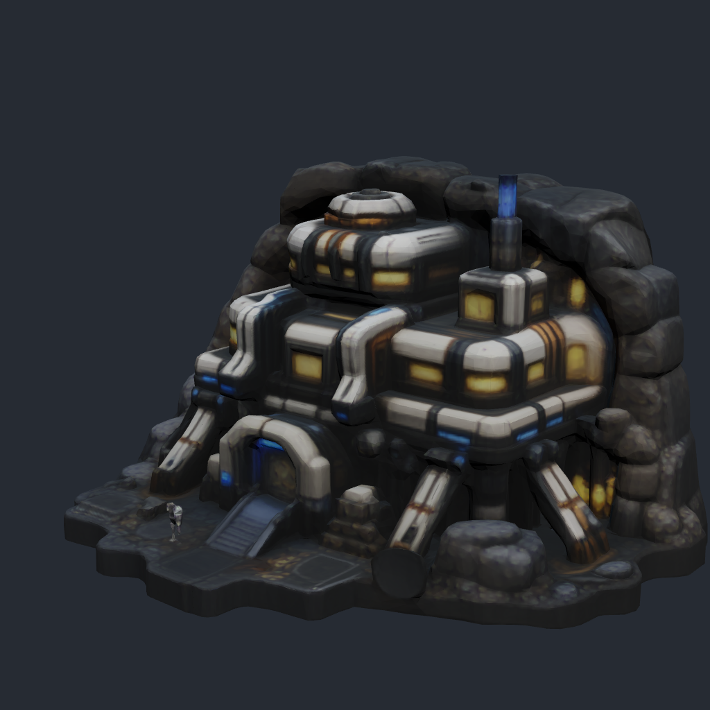Rendered concept model of a Terran underground cavern habitat