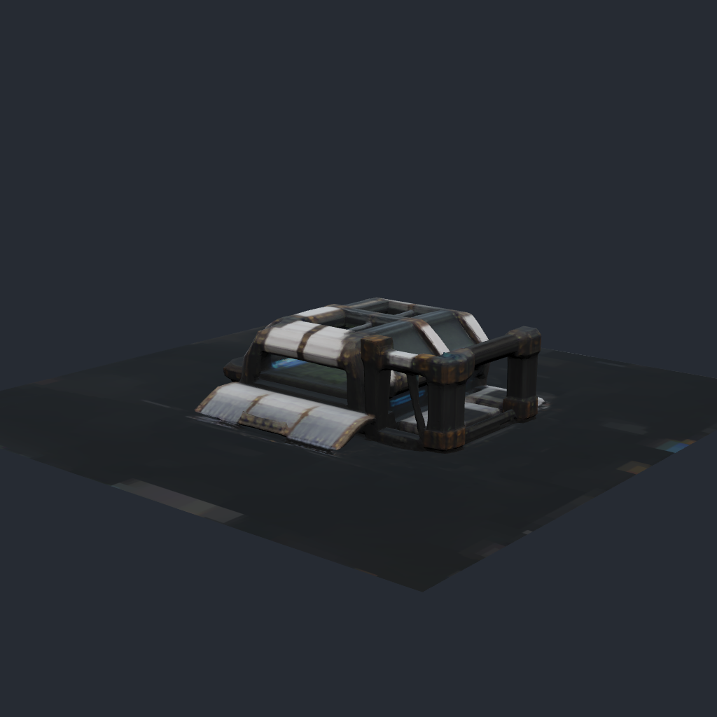 Rendered concept model of a Terran small farm, a basic hydroponic growing structure