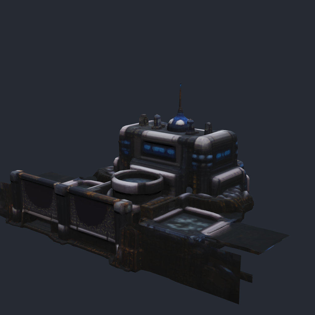 Rendered concept model of a Terran fishery with processing tanks