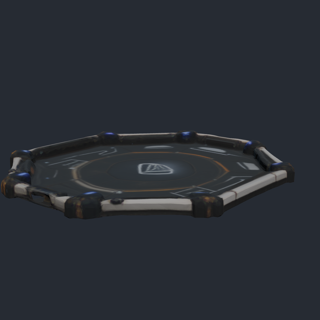 Rendered concept model of a Terran landing pad, a small surface landing zone