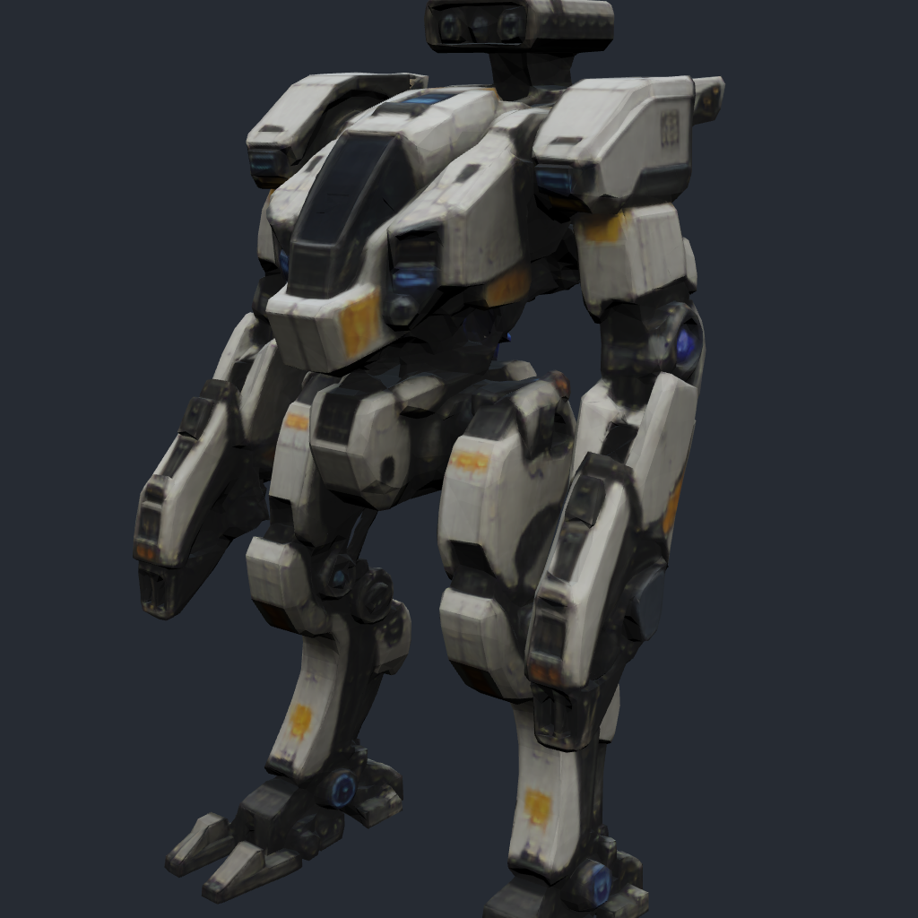 Rendered concept model of a Terran bipedal mech walker