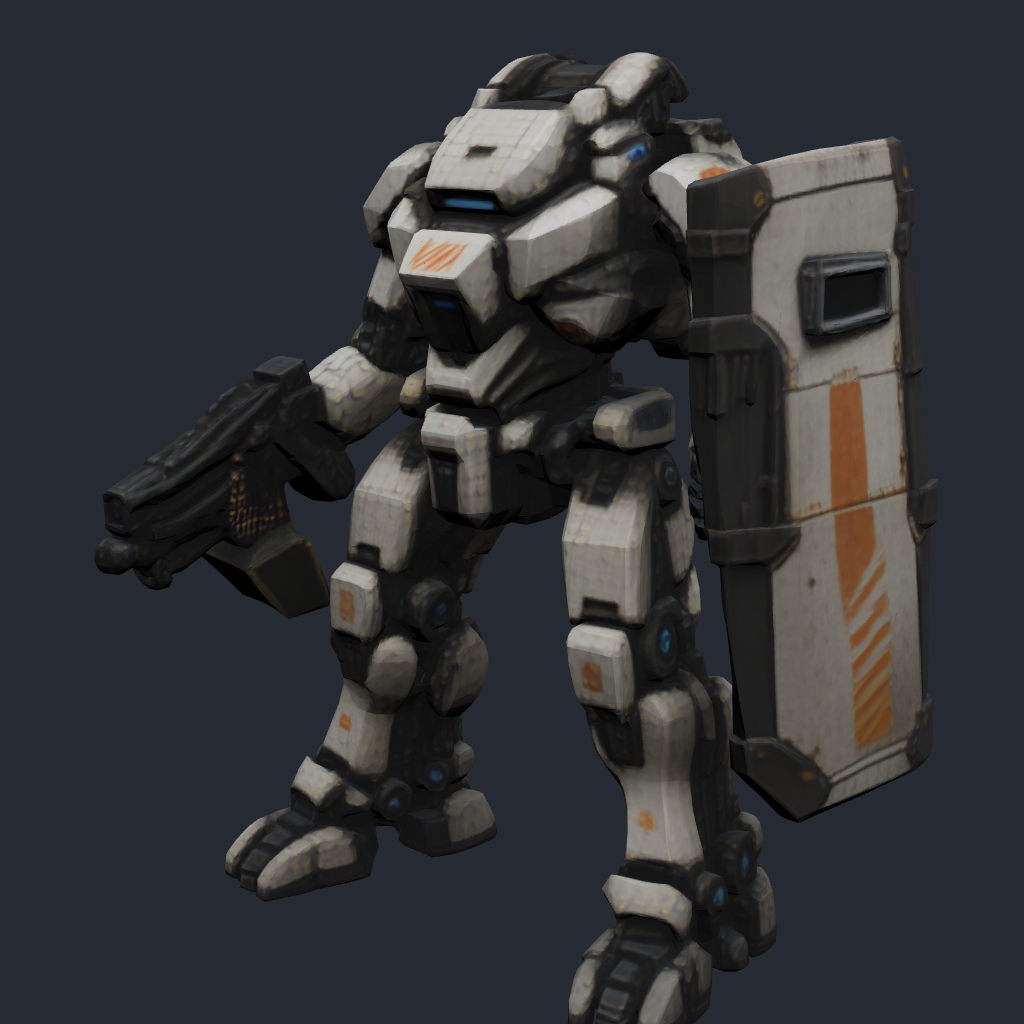Rendered concept model of a Terran heavy enforcement mech