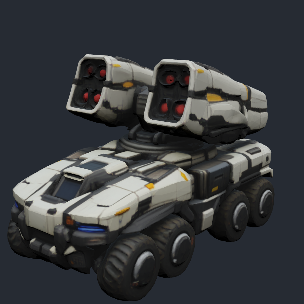 Rendered concept model of a Terran missile launcher vehicle