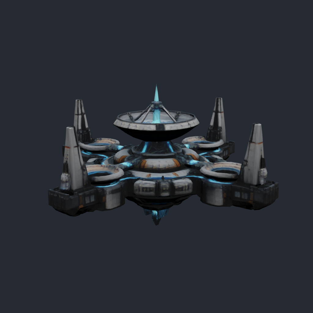 Rendered concept model of a Terran planetary shield station