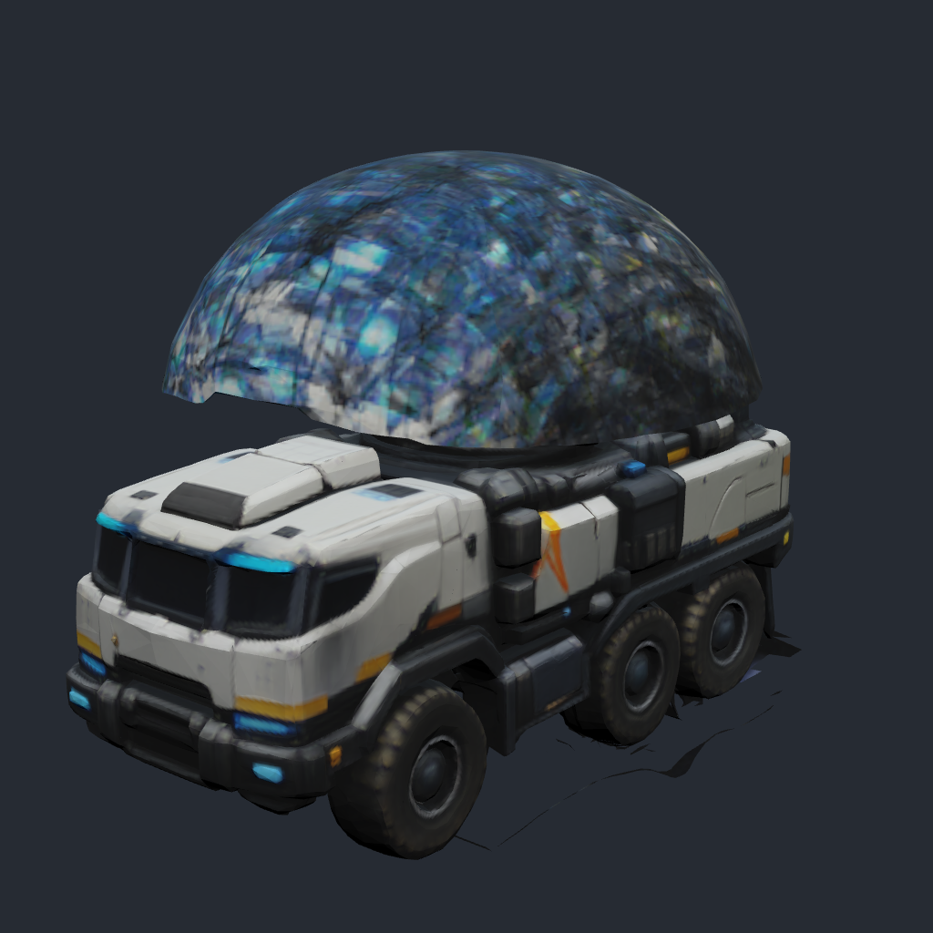 Rendered concept model of a Terran mobile shield generator truck