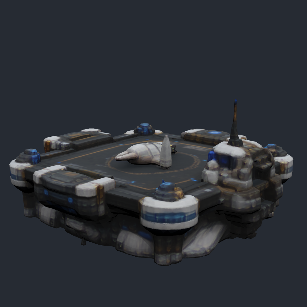 Rendered concept model of a Terran gas-giant skydock landing deck module