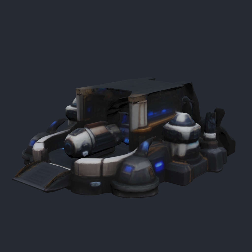Rendered concept model of a Terran underwater submarine pen