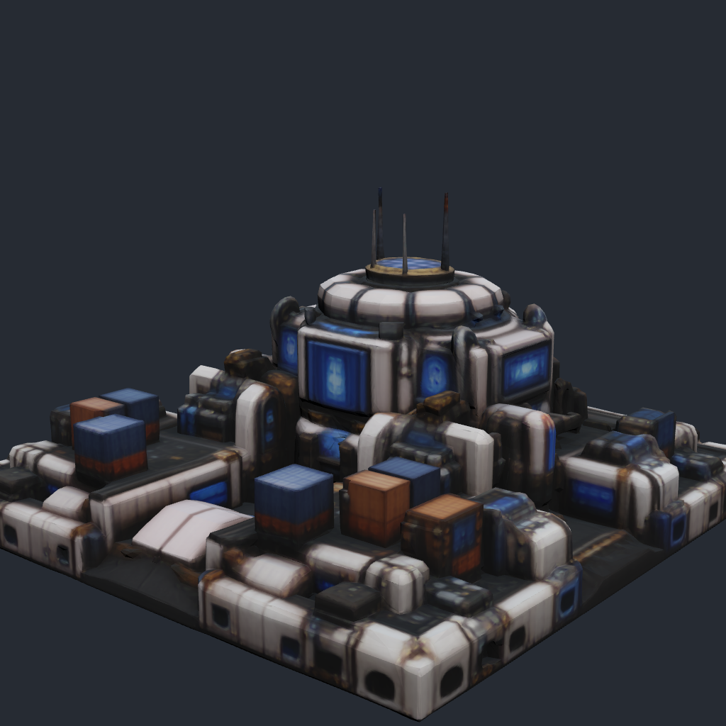 Rendered concept model of a Terran surface trade hub